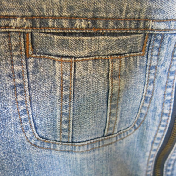 ABERCROMBIE Hooded Jean Jacket Size XL Girls Zipper Pockets Denim Blue - Picture 3 of 14